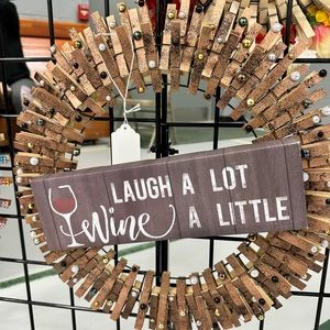Handmade on of a kind clothespin wreath wall decor.